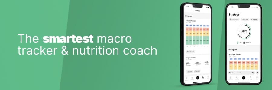 Two app screenshots of MacroFactor with text: "The smartest macro tracker & nutrition coach."